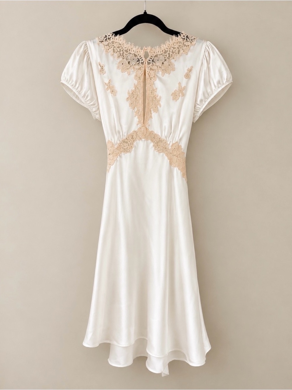 Doen White Mini Dress with Cream Lace Trim